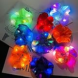9 PCS LED Light Up Scrunchies, Colorful Elastic Christmas Hair Ties with 3 Light Modes (NO ZIPPER),...