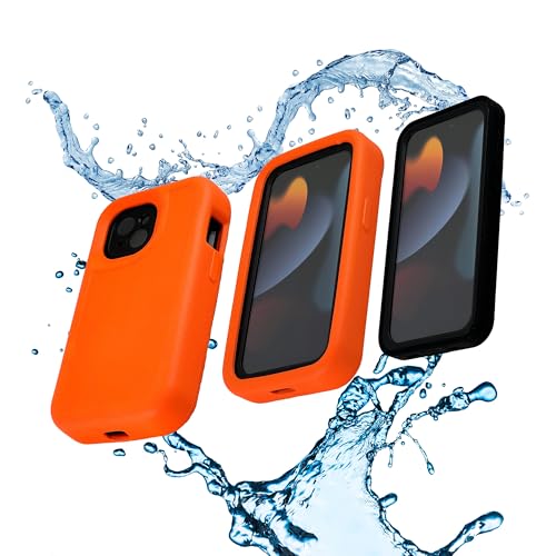 iFloat iPhone 15 Waterproof Floating Phone Case, 3-in-One, Drop Protection, Orange/Black