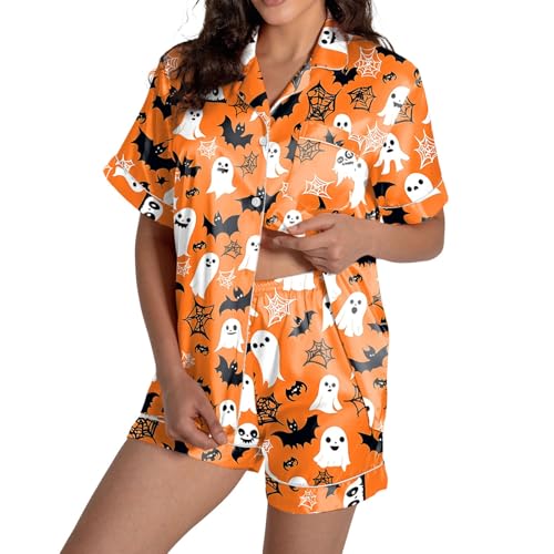 Pyjama Halloween femme col rond : ensemble élégant d'automne et hiver pour détente