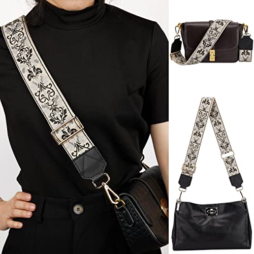 Image of BAKKO Crossbody Strap Top Grain Leather Ends Gold Metal Hardware 2 inch Wide Shoulder Strap Replacement fits Handbags Purses Messenger Duffel Bags Gold Metal Hardware Adjustable Length from 36 inch-57 inch