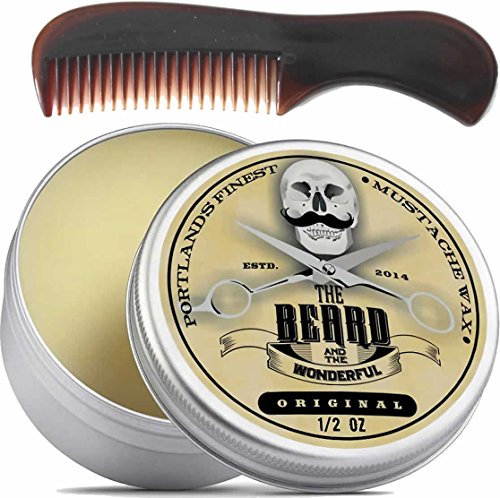 Moustache and Beard Wax 15ml - Pocket Sized Comb - Promotes Facial Hair Growth – Ideal Beard Styling for Men with Natural Ingredients, Strong Hold, & Original Scent Wax