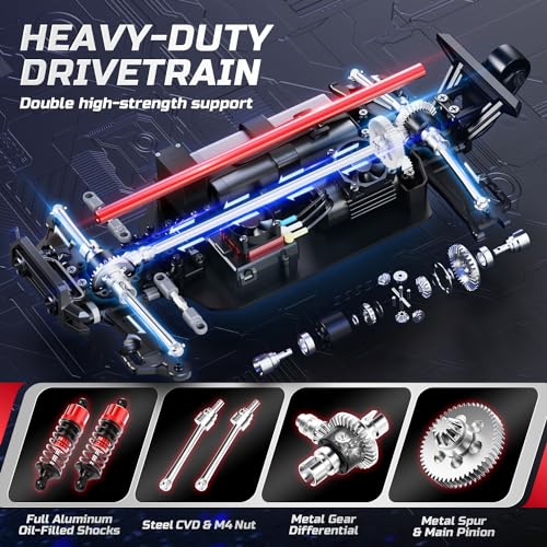 DEERC 1:14 Fast Brushless RC Cars for Adults & Boys, Max 50+ MPH, 2 3S Lipo Batteries 4x4 Waterproof RC Truck, High Speed Offroad Remote Control Car, All Terrain RC Truggy for Snow,Sand & Mud