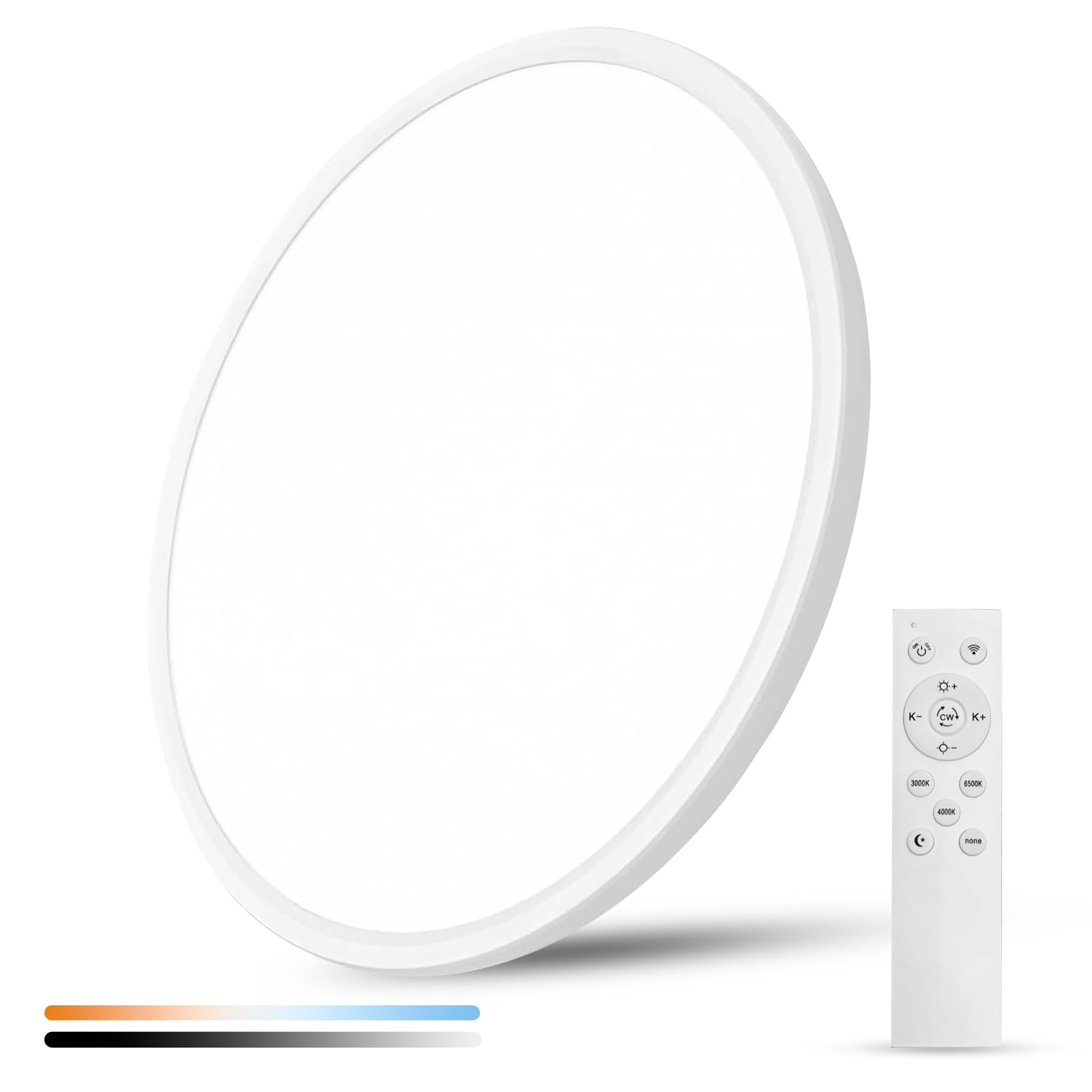 Photo 1 of 20 Inch Large LED Flush Mount Ceiling Light with Remote, 40W,4350LM, Dimmable,3000K-6000K Selectable,White Round Flat Panel Low Profile Ceiling Light Fitures for Hallway, Kitchen, Bedroom, bathroom