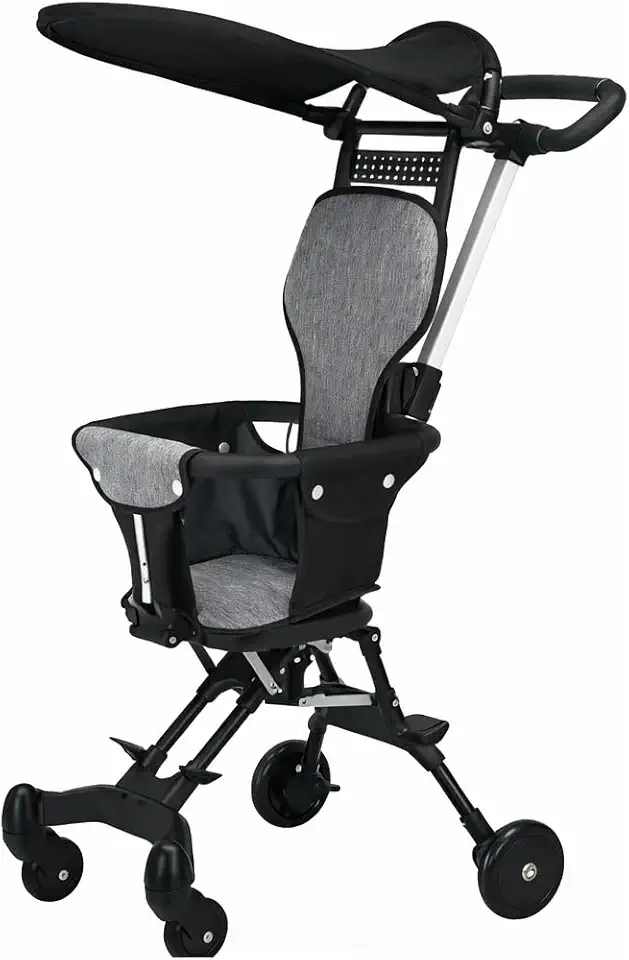 Carrinho de Bebê Compacto Dobrável Travel Lite – Carrinho de Passeio Ultraleve para Viagem, Cabe no Avião, Fechamento One-Hand, Assento Reclinável e Capota Ajustável, Até 15kg (Preto)