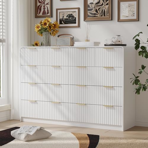Image of HOUROM Dresser for Bedroom,5-Drawers,45" Tall Farmhouse Large Dressers & Chest,4 Solid Wood Legs,TV Stand, Storage Organizer Furniture for Bedroom(Oak)