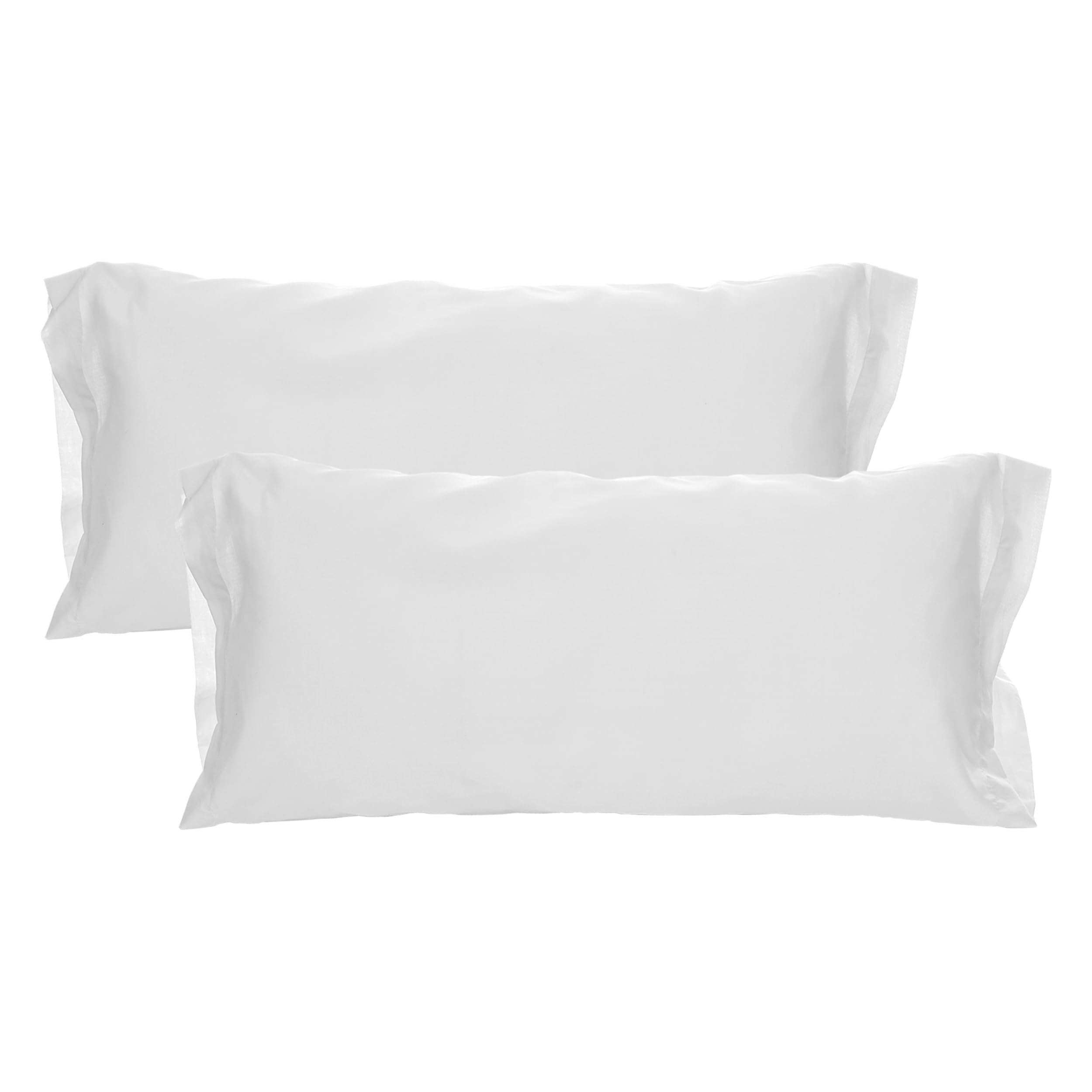 Pack de 2 Fundas de Almohada 50% Algodón 50 Poliéster, Extra Suave, Hipoalergénicas, Transpirable, Color Blanco, Funda Almohada 70x40cm,