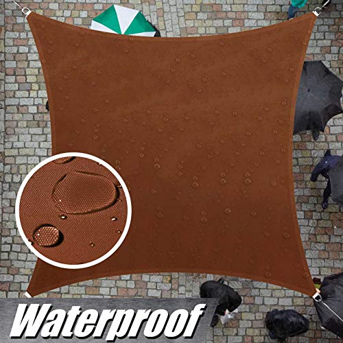 ColourTree 100% Blockage Waterproof 9.5' x 9.5' Sun Shade Sail Canopy  Square Brown