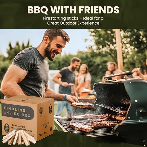 شركة خشب الزيتون الأخضر - صندوق من عصي خشب التقطيع من إنفيو بوكس - عصي لإشعال النار - مواد طبيعية مثالية لإشعال النار وخشب البيتزا - 1 صندوق، 2 كغم