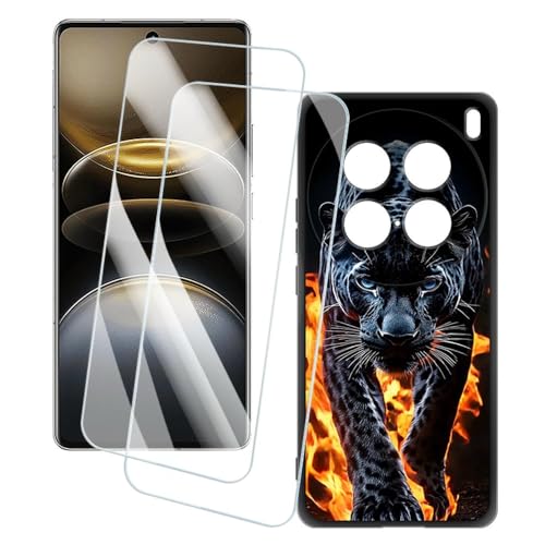 OAGELIM 2�Z�b�g �X�N���[���v���e�N�^�[ + �P�[�X Vivo X100 Ultra 5G (6.78 �C���`) �Ƃ̌݊������� �A�[�e�B�X�e�B�b�N�J�X�^���v�����g�J�o�[�Ƌ����K���X�t�B���� �X�N���b�`�h�~ (�`�[�^�[)