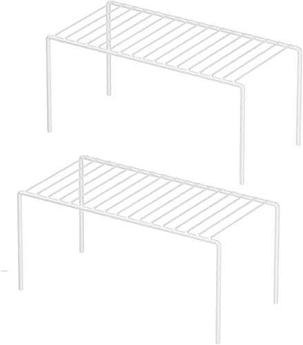 Redrubbit Paquete de 2 estantes de almacenamiento de gabinete (10.6 x 5.1 pulgadas), encimera de cocina inoxidable y estante de gabinete,