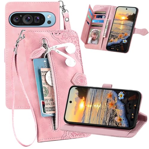 Housse en cuir PU imprimé wallet Google Pixel 10 avec amovible cordon antichoc