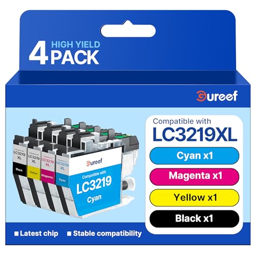 Gureef LC3219XL Ink Cartridges for Brother LC3217 Ink Cartridges Multipack for Brother MFC-J6530DW Compatible with MFC-J5335DW MFC-J5730DW MFC-J5930DW MFC-J6935DW (B/C/M/Y)