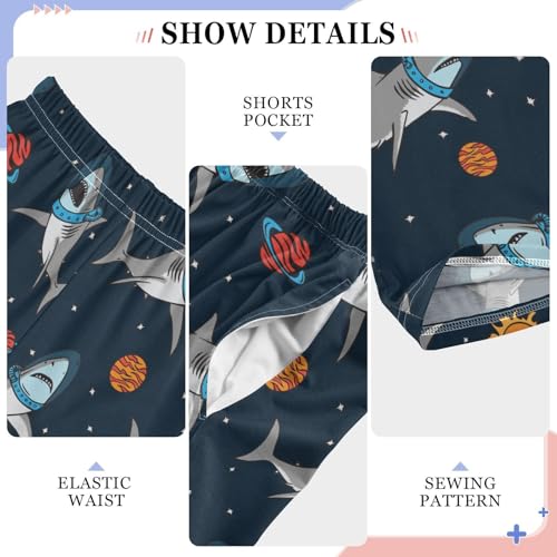 Astronaut Shark Boys Long Pants Soft Trousers Elastic Waist Kids Lounge Bottoms with Pockets S-XL4