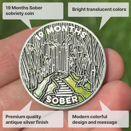 Image of The Achieve Mint 19 Months Sober Token | 19 Months Sobriety Chip | Non-AA, Non-Religious Medallion for Men and Women Celebrating Sobriety