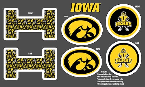 Official Licensed University of Iowa Minky DIY Pillow Project. Cut, Sew, and Stuff-Each Panel yields 3 Pillows