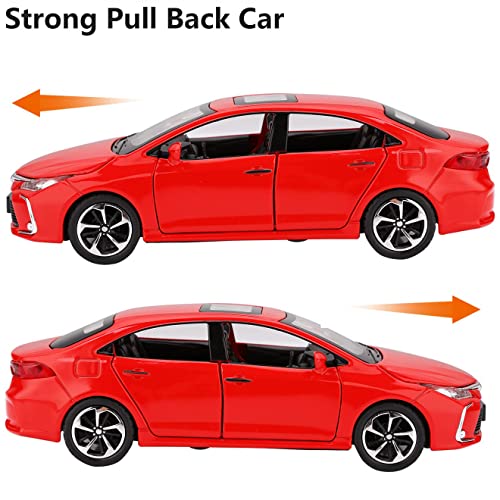 Image of 1:32 Diecast Metal Car Model Corola Toy Cars for Kids Pull Back Openable Doors with Light Sound