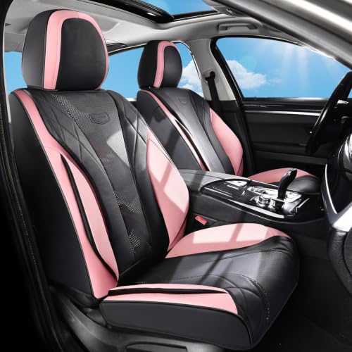 Image of Coverado Front Car Seat Covers, 2 Pack Seat Covers Front Seats, Waterproof Driver Seat Covers Universal Fit for Most Cars SUV Trucks (Front, Blackpink)