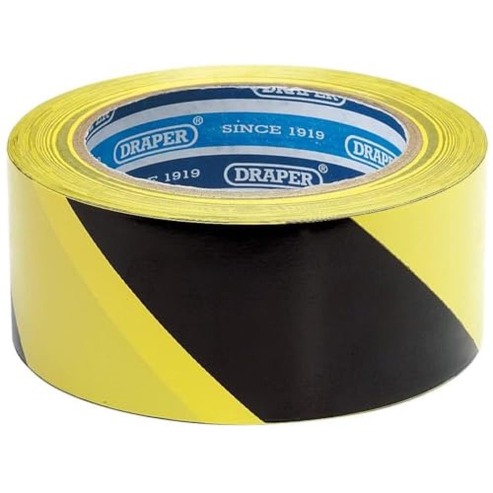 Draper 63382 33 m x 50 mm Black/Yellow Hazard Tape