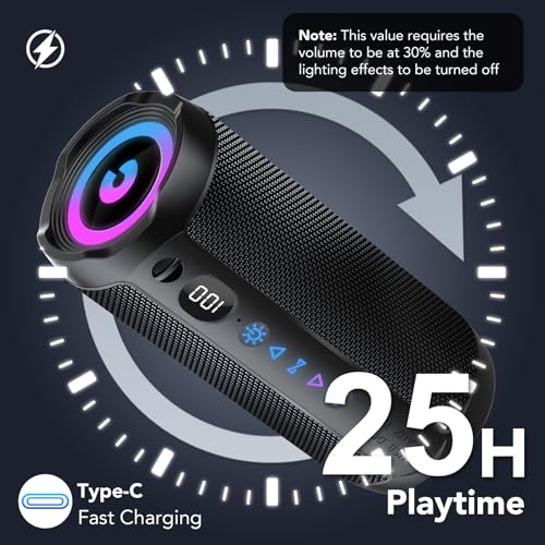 Image of Coioc Portable Bluetooth Speaker, Bluetooth 5.4 Speaker, Dual Speaker with LED Display, Deep Bass,25H Playtime, Colorful RGB Lights,IPX7 Waterproof,TWS pairing for Outdoor /Home /Party /Travel,Gift Ideas