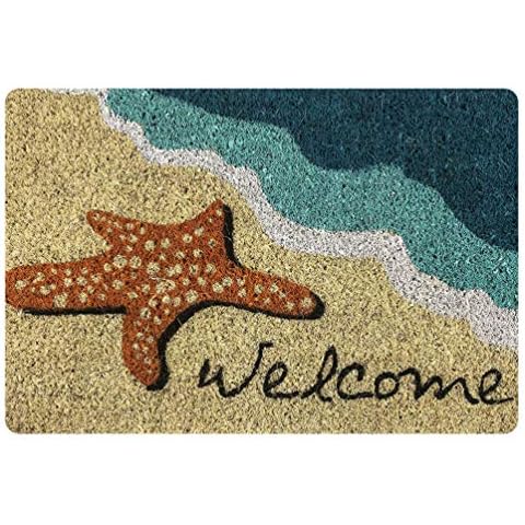 Coloranimal Doormat Sea Beach Starfish Design Indoor Outdoor Front Door Mats Non Slip Rubber Area Rugs Heavy Duty Entry Way Shoes Scraper Rug Cover