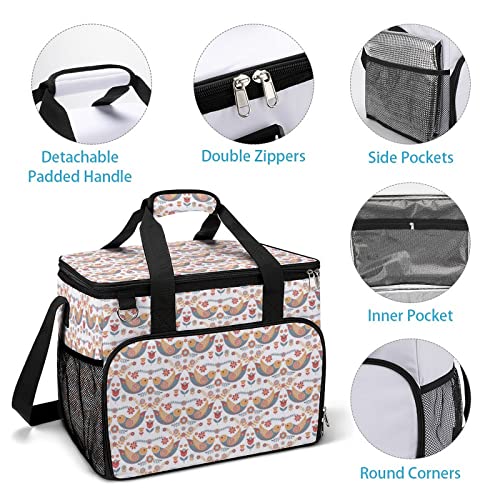 Nordic Style Flowers And Birds Insulated Lunch Bag Reusable Leakproof Cooler Tote Food Container Box For Picnic Hiking Fishing Camping #TOP4