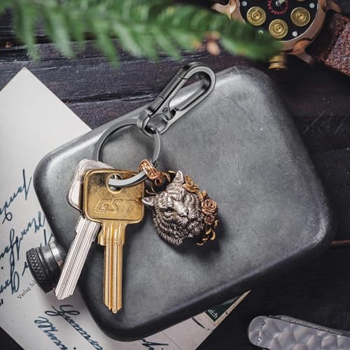 Amaxiu Robuster Metall Schlüsselanhänger, Zinklegierung Karabiner Schlüsselanhänger mit Schlüsselring Schnellverschluss Karabiner Clips Schlüsselanhänger Halter Organizer Finder Haken (8 Stück)