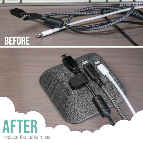 Smartish® Magnetic Cord Holder - Cable Wrangler Organizer Stocking Stuffer with Magnet Clips for Charger Management on Desktop, Nightstand for USB-C + Lightning - No 2 Pencil Gray - Image 5