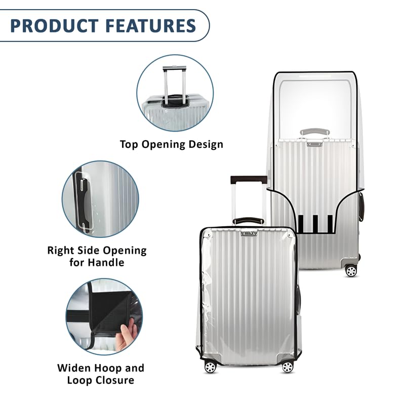 Image of Waterproof Trolley Bag Cover Set of 3 /Zippered Clear PVC Transparent Suitcase Cover /Luggage Cover /Traveling Bags Cover /Trolly Bag Cover /Travel Cabin Bag Cover /Suit case Covers