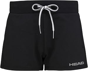  Kurze Damen Tennis Shorts. In vier Farben erhältlich, gerippter, innen elastischer Bund mit  regulierbarem Kordelzug in  Blockfarben, Stecktaschen.
