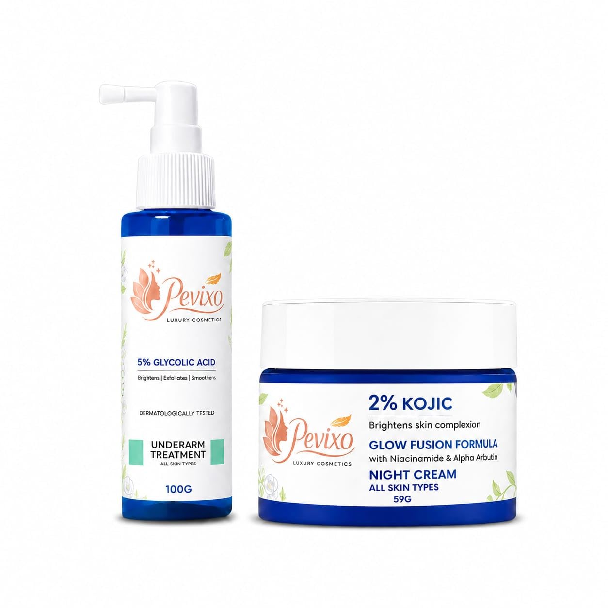 Glycolic Acid Underarm Treatment and Kojic Night Cream Combo for Brightening, Dark Spot Reduction, Smooth Skin Tone, Deep Nourishment and Daily Glow Care for All Skin Types-image-40