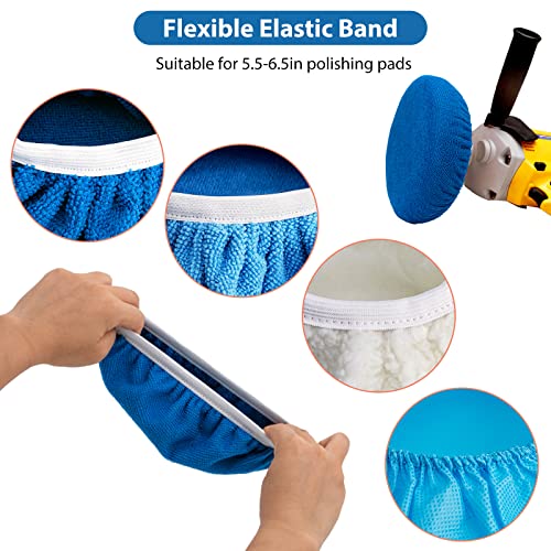 22Pcs 6 To 7 Inch Polishing Pad Bonnets Set, Car Polisher Buffing Bonnets Microfiber Waxing Bonnet Car Buffing Wax Cover Kit For Waxing, Cleaning And Polishing #TOP2