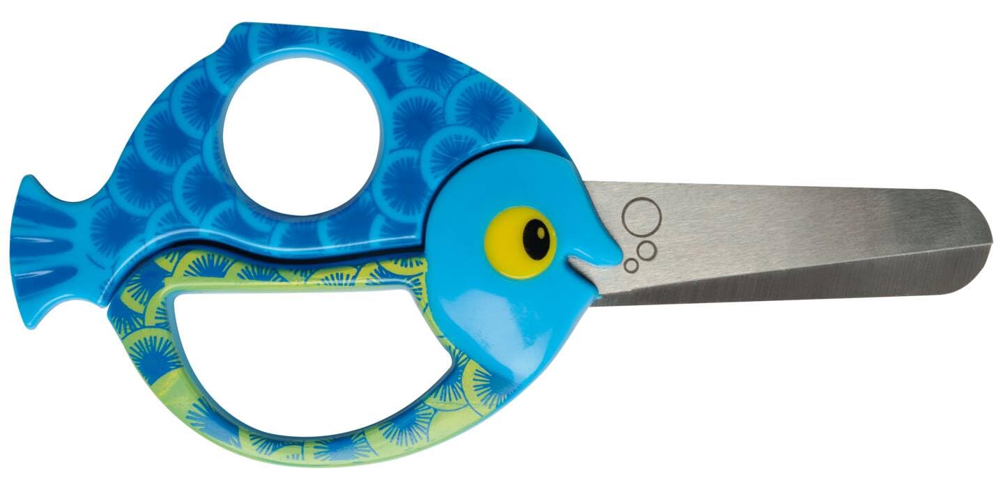 FISKARS Kids Scissors (Designed in Finland), Safety Blunt Tip for Kids 4+ Years, Ergonomic Grip, Suitable for Left & Right Hand Use, Stainless Steel School & Craft Scissors, Fish Design