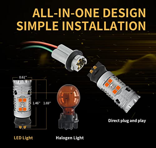 Image of LASFIT PWY24W LED Bulbs Turn Signal Light PW24W Built in Resistor Canbus Error Free Extremely Bright Blinker Amber /Yellow Replacement Upgraded (Pack of 2)