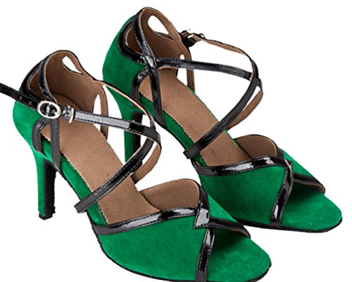 Chaussures de danse haut de gamme avec talon personnalisé et sangle de corps en vert 40