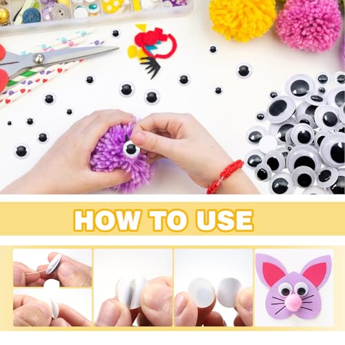 toaob 100pcs plastic googly wiggle eyes self adhesive round 6mm to 35mm white sticker eyes for diy crafts scrapbooking decoration