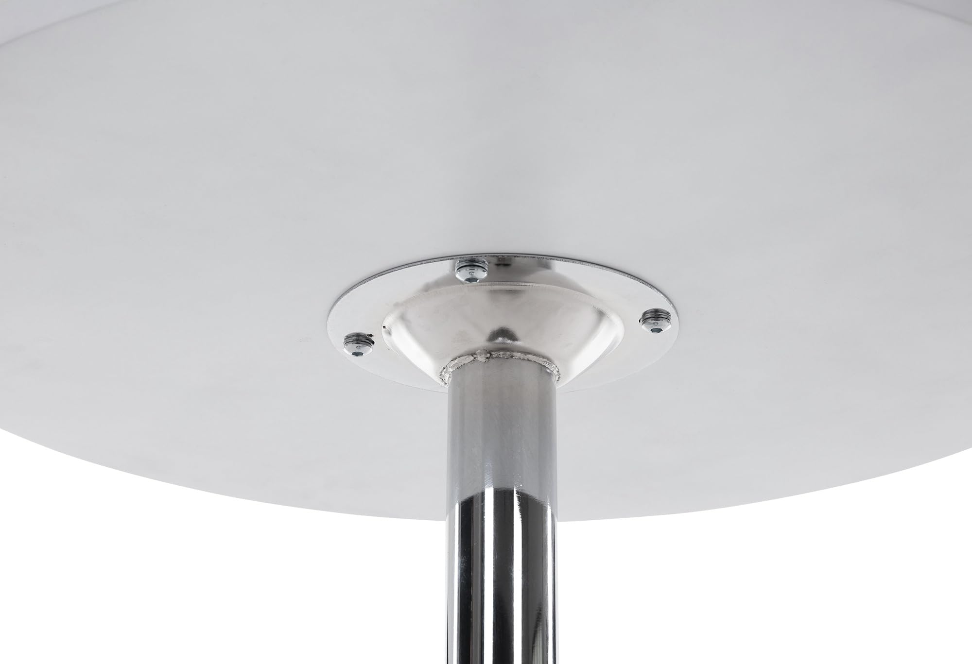 CLP Mesa Alta de Bar con Tablero Redondo | Mesa de Soporte Alto de Metal con Superficie Redonda de Madera I Mesa de Bar con Ř 60 cm, Color:Blanco