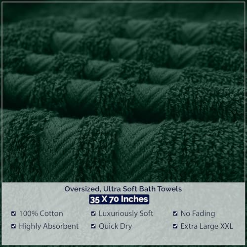 Image of DAN River 2 Pack Bath Sheets Extra Large 35x70, Large Bath Towels for Adults, XL Oversized Heavy Duty Towel Set, 600 GSM 100% Ring Spun Cotton, Soft Quick Dry, Huntergreen