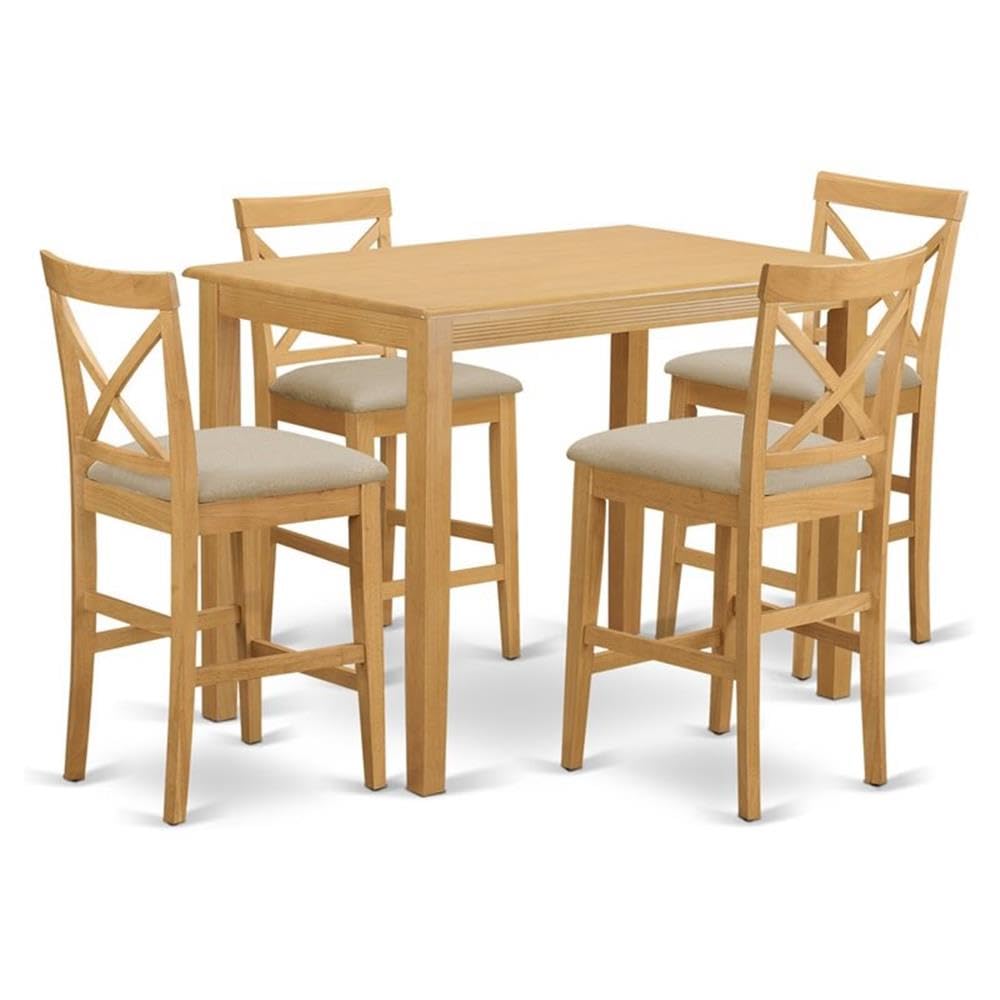 East West Furniture YAPB5-OAK-C 5 Piece Kitchen Counter Height Dining Table Set
