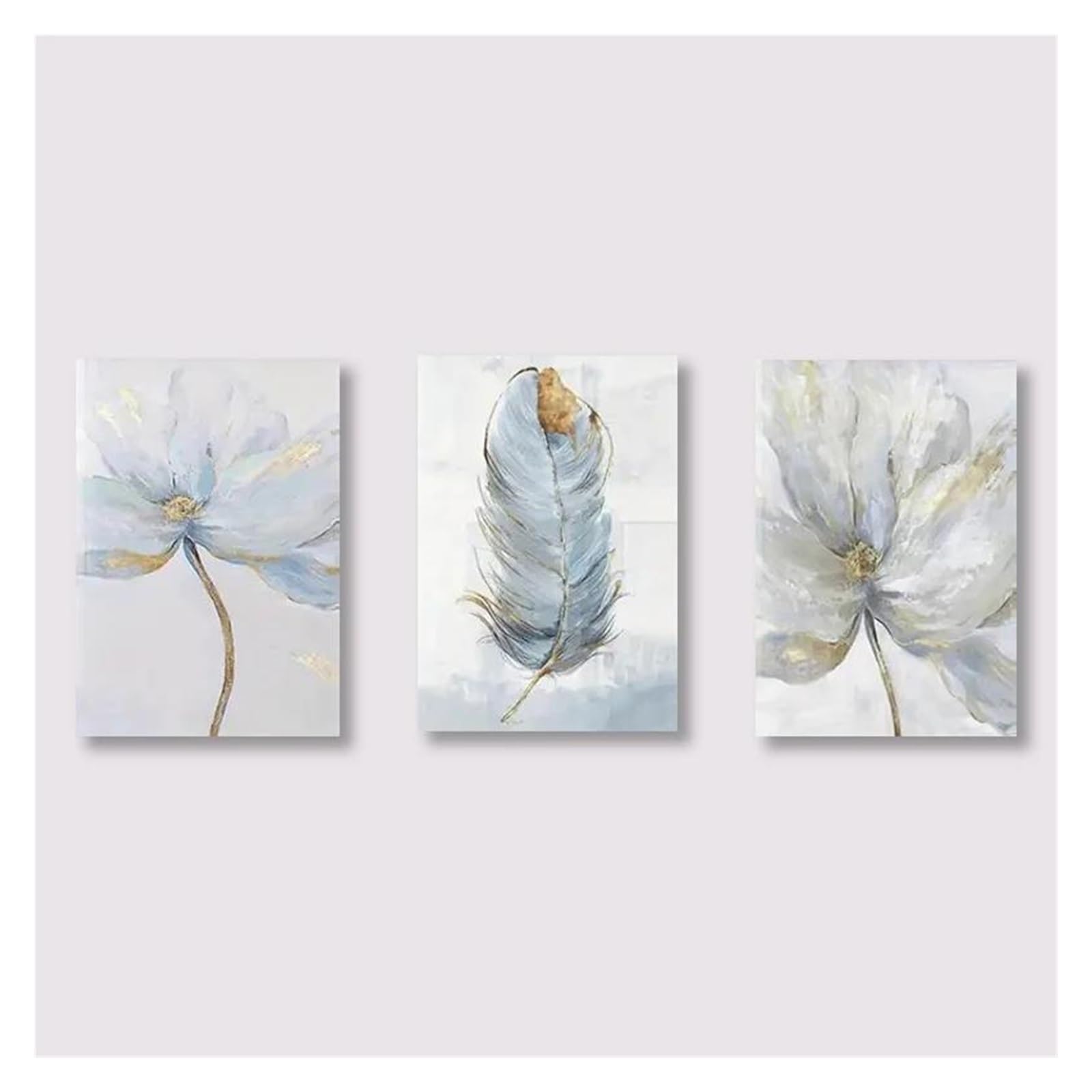 Cuadro sobre lienzo XENITE de 20x30cm con pintura de plumas y flores para decoración