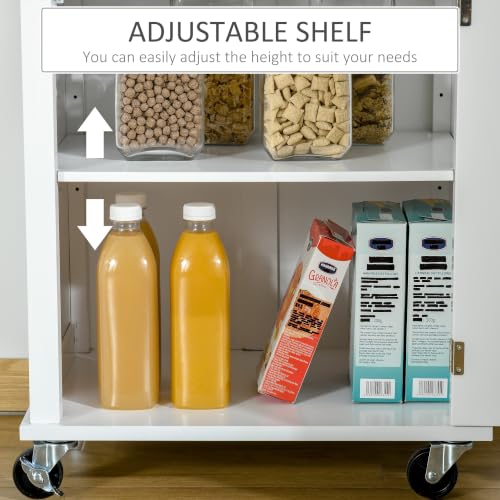 HOMCOM Kitchen Storage Trolley on Wheels Rolling Kitchen Island Cart White - Image 6