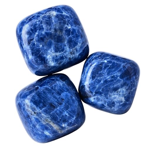 Image of Certified Sodalite Crystal Healing Tumbled Stone, Natural Polished Crystals for DIY Crafts, Manifestation, Meditation, Pooja Feng Shui and Reiki Healing (30 Grams)
