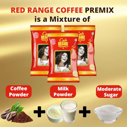 Image of Cafe DESIRE I DRINK SUCCESS Instant Coffee Premix Red Range (3 kg) | 1 Kg Pack x 3 | Milk not required | Just add Hot Water | Rich Taste as home-made | Use manually and also Suitable for all Vending Machines | 3 in 1 Coffee | Makes 250 cups - CD5