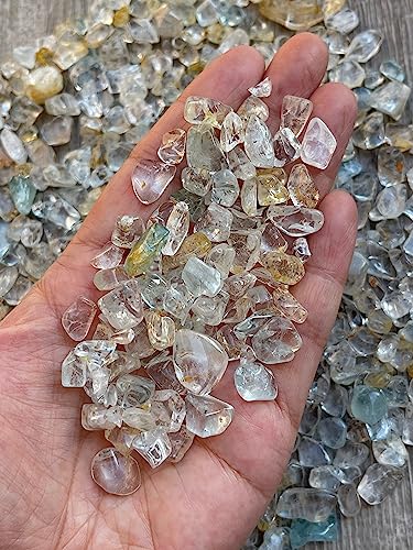 Image of GAF TREASURES 2 oz Lot Natural Semi Tumbled Lemon Topaz Gemstone Chips, Lemon Topaz Crushed Mini Crystals, Undrilled Crystal Chips