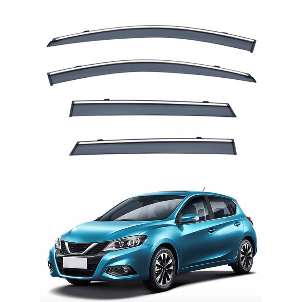 Qoemrhelt Normal 4Pc Set In-Channel Wind Deflectors, For Nissan Tiida Hatchback (C12/C13) 2011-2021 Window Visors Rain Guards Vent Visors Rain & Sun Protection,Car Accessories