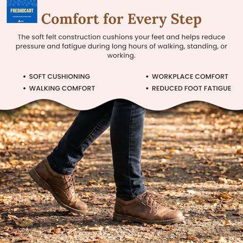 Image of FreshDcart Wool Felt Insoles for Shoes | 100% Natural Lamb Wool Shoe Inserts | Warm, Soft & Comfortable Winter Boot Insoles for Men & Women