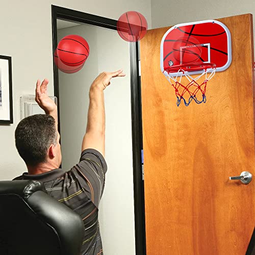 Mini Indoor Basketball Hoop Set For Kids, Wall Mount Basketball Hoop Over Door With 3 Small Replacement Basketballs, Abs Backboard Metal Rim Goal Sport Party Activity Toys For Office Room Pool #TOP2