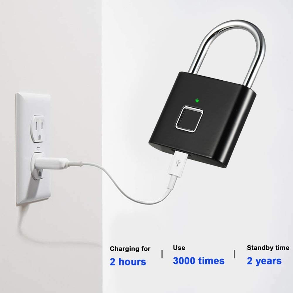 Candado sin llave con huella dactilar, Huella Digital Pa Cerradura Sin Llave Carga USB 10 Huellas Dactilares