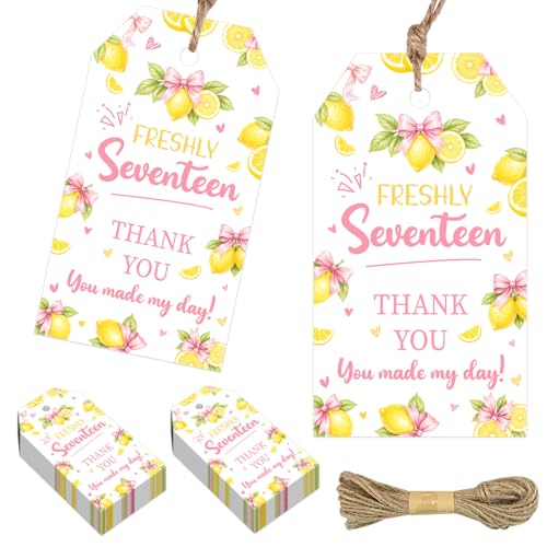 Étiquettes de remerciement thème limonade rose pour l'anniversaire d'une fille