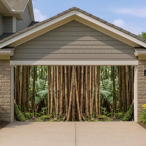 Couverture de porte de garage en bambou 397x180 cm pour decoration rustique