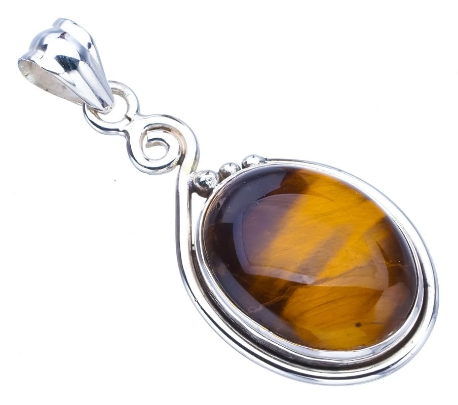 Pendentif œil de tigre en argent fait main, un cadeau mémorable